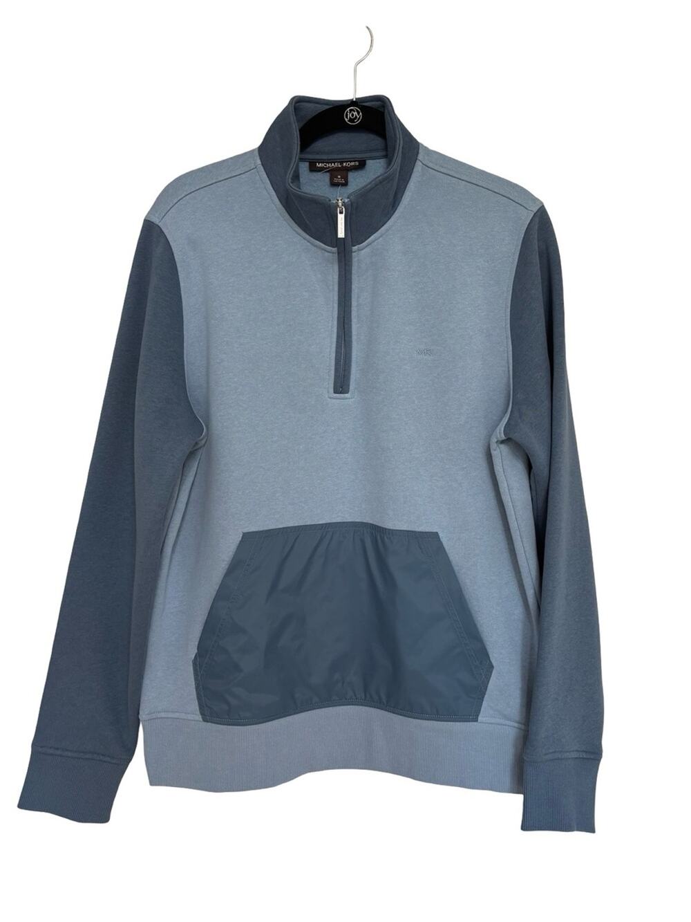 NEW Men’s Michael Kors Quarter Zip Pullover in Two Tone Chambray Blue - Size M